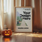 Halloween Frame Mockup PSD, Halloween Wall Art, Rustic Autumn & Pumpkins Vertical Artwork, Spooky Art Mockup